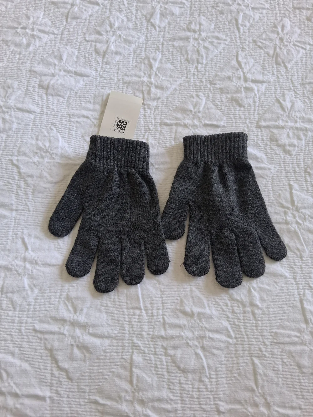 Kid's Boys Knit Gloves - Charcoal Gray Size 2-5 Years